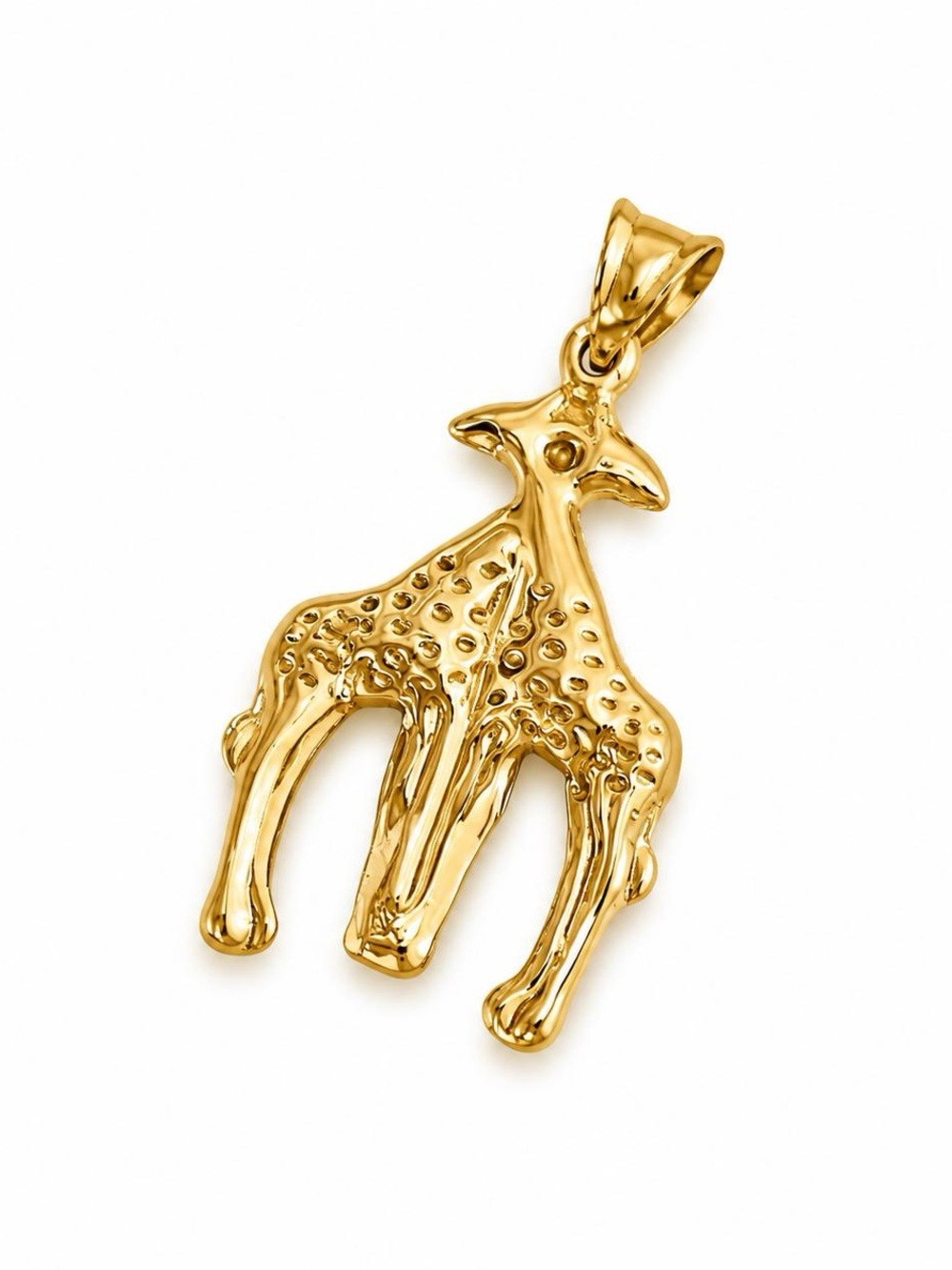 10K Yellow Gold Hugging Giraffes Charm Pendant Love & Friendship 1" Cute Animal